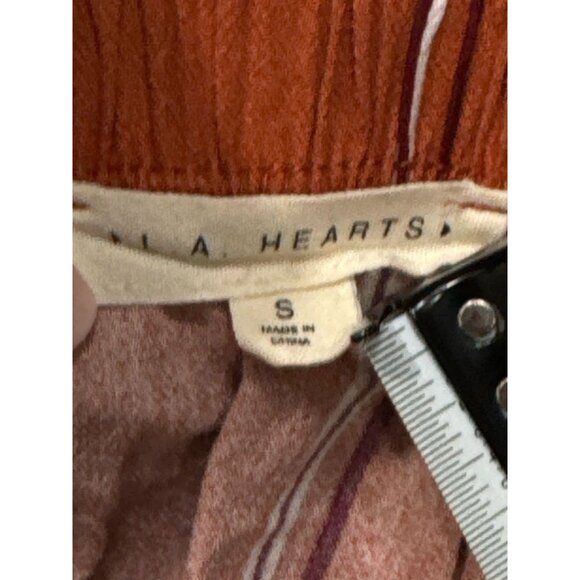 L.A. Hearts Womens Crop Top Size Small Striped Rust Off Shoulder Tie Front - Picture 5 of 6